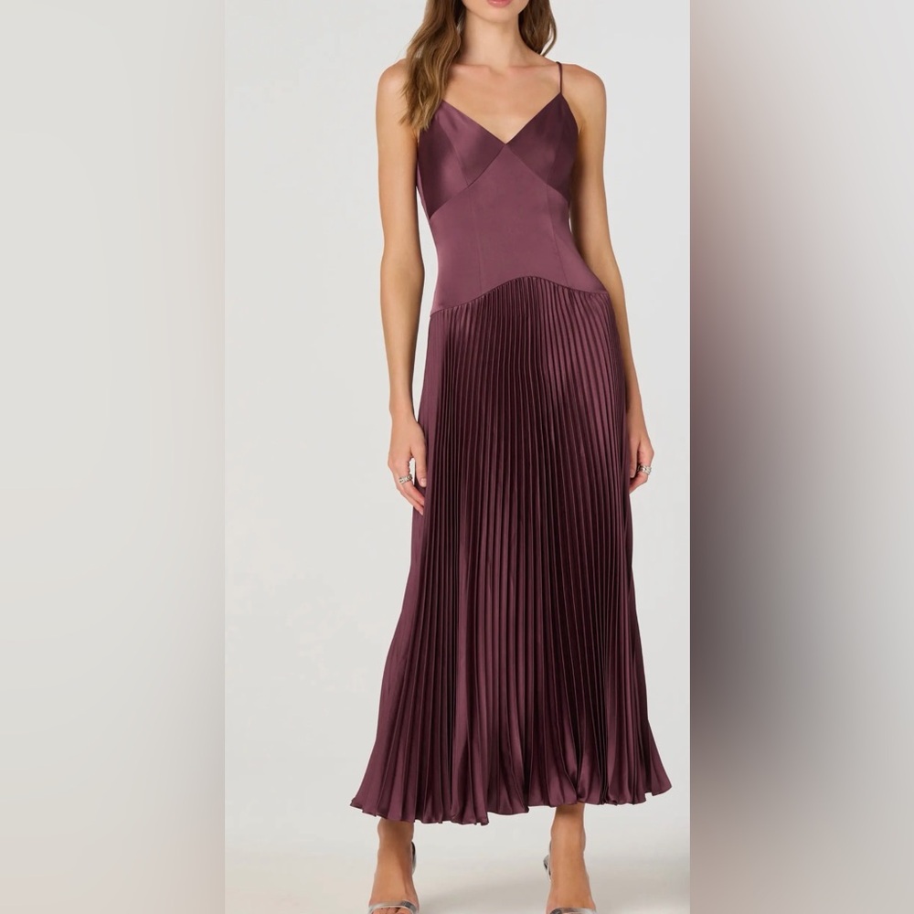 ASTR the Label- Pleated Drop Waist Maxi Dress- Eggplant